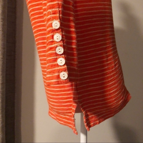 J Crew tangerine orange and white striped top - Picture 7 of 11